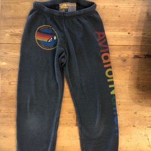 WOMEN'S AVIATOR NATION SWEATPANTS - HEATHER GREY SMALL